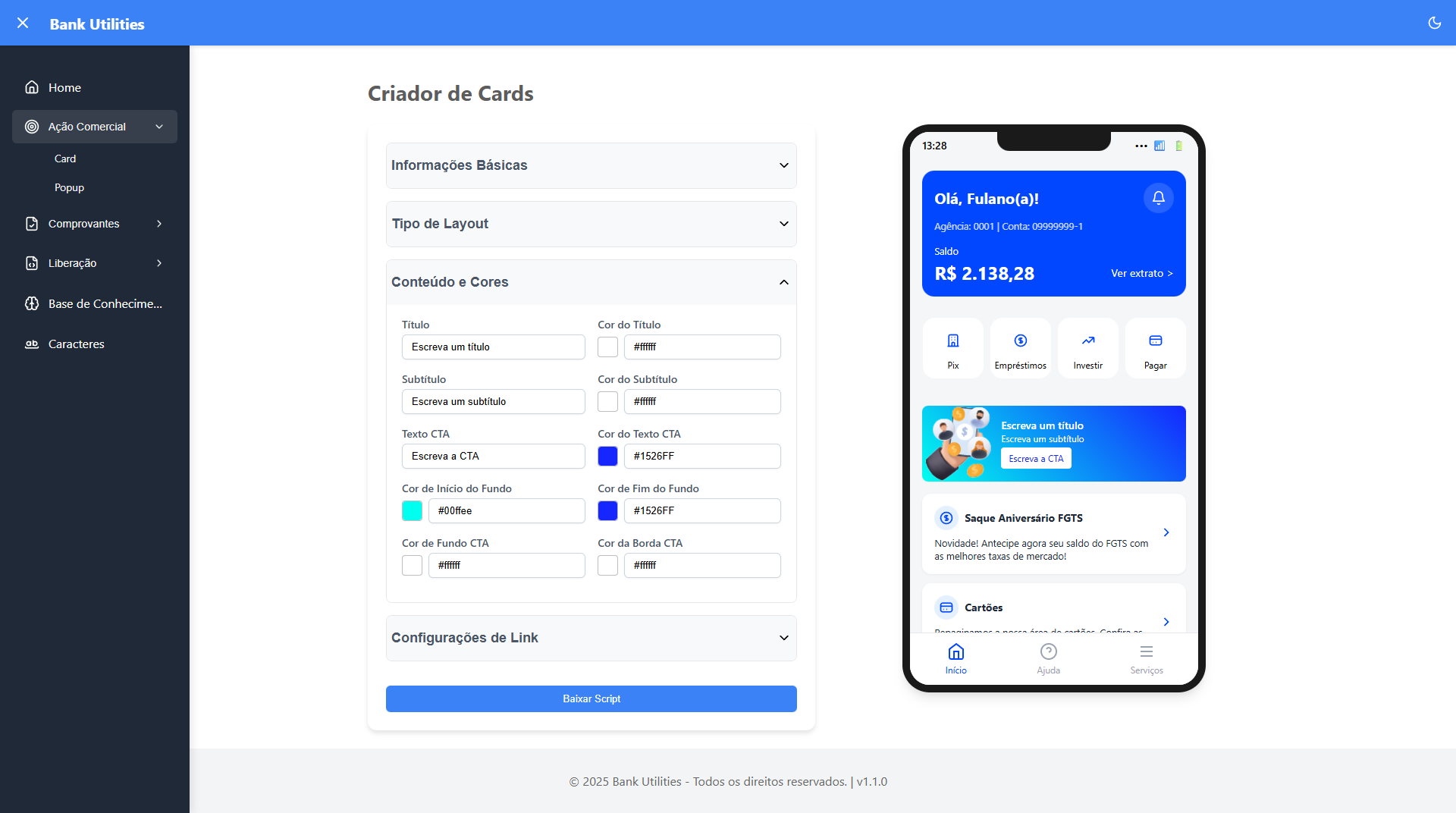 Sistema de Gerenciamento de Cards e Popups