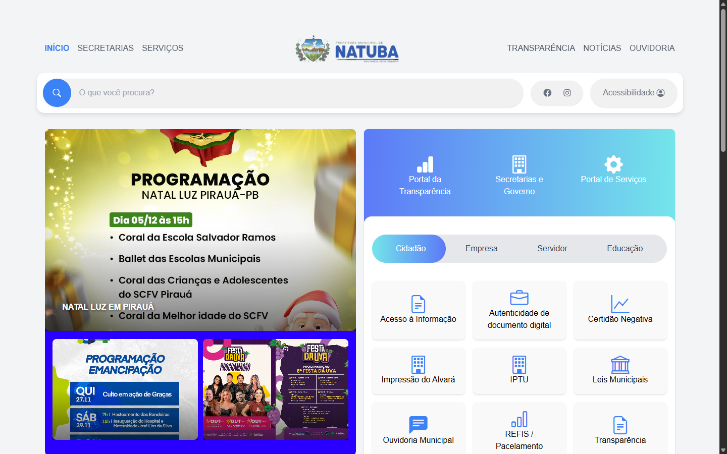 Portal Institucional Natuba